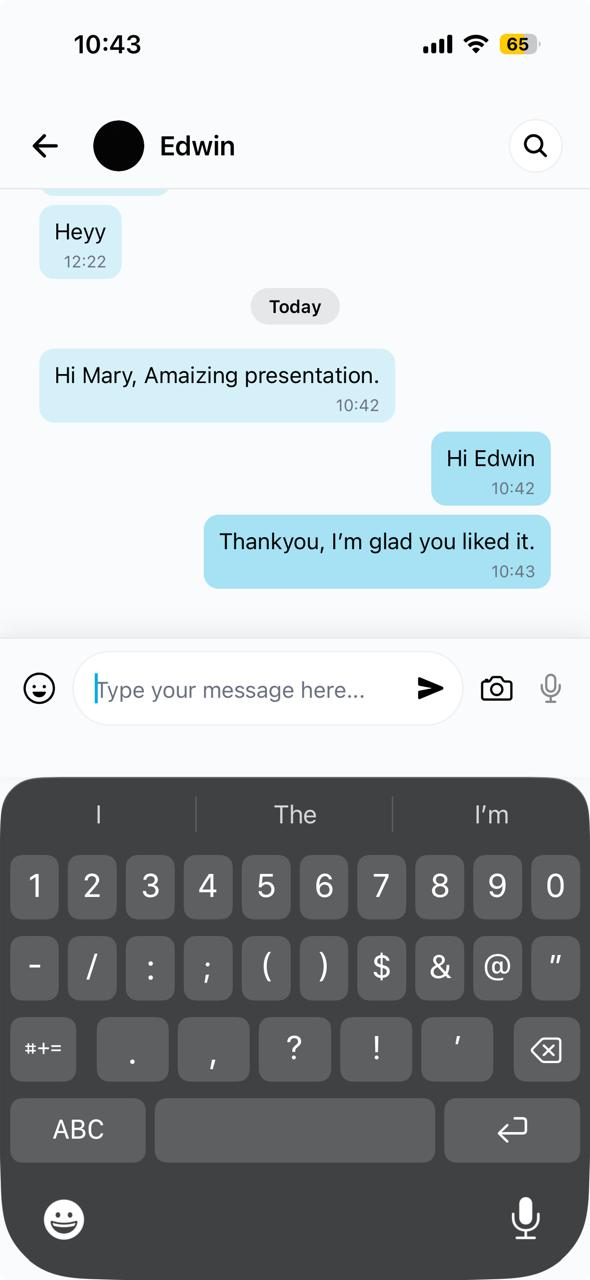 Bendie attendee chat screen