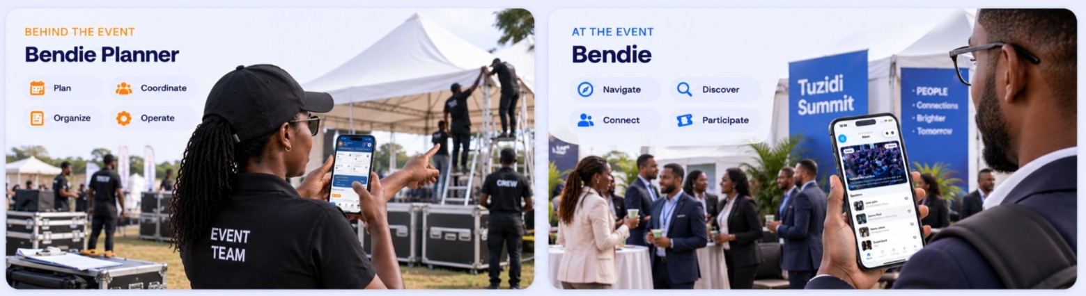 Bendie ecosystem connecting event teams and attendees